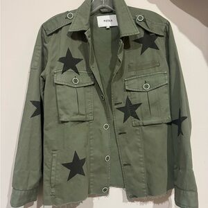 pistola Olive Green Star-Print Utility Jacket